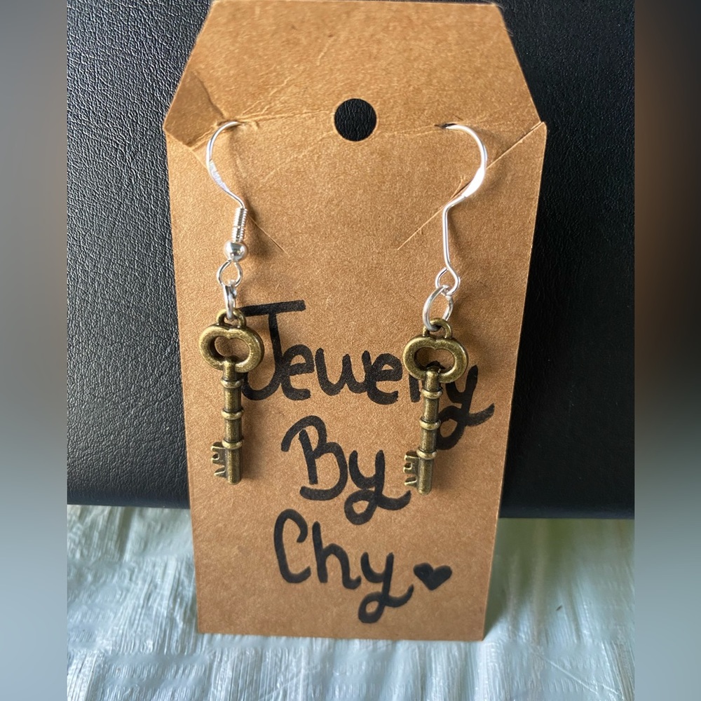 Handcrafted key earrings!